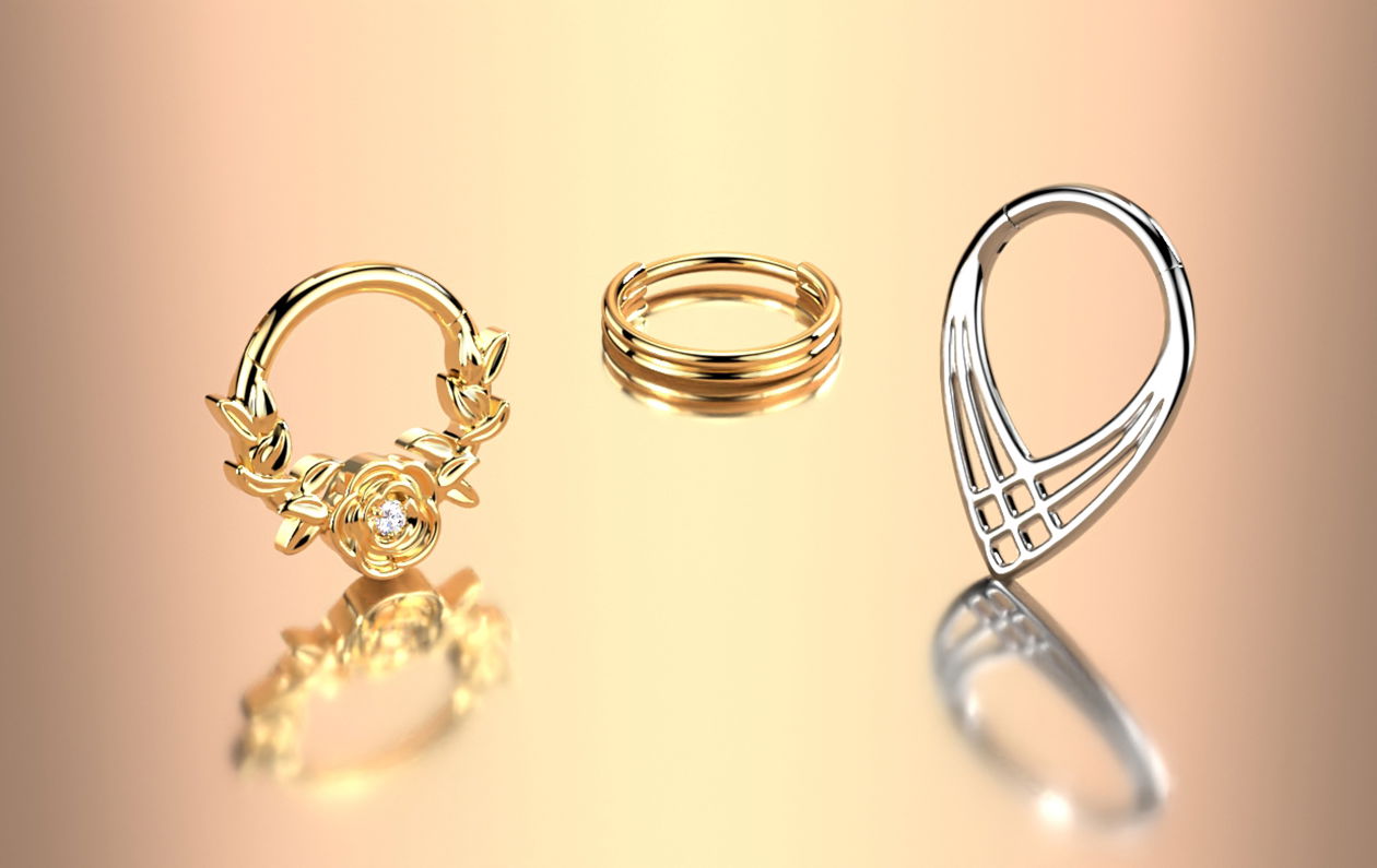 Hoops: hinged, bendable, clickers, and more for all your piercing demands and styling desires.