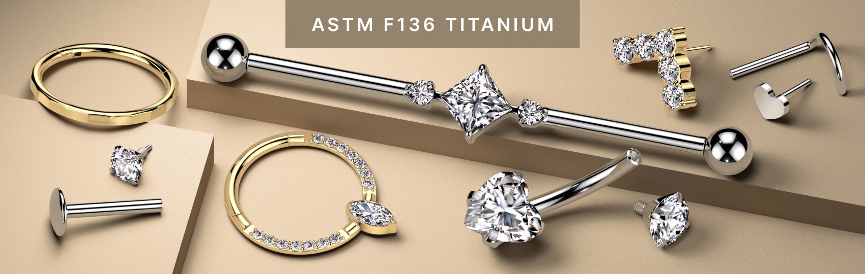 Titanium: fresh selection of ASTM F136 implant-grade titanium body jewelry.